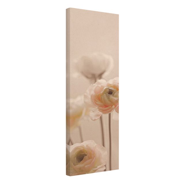 Quadro su tela naturale - Cespuglio delicato di fiori rosa - Formato verticale 1:3