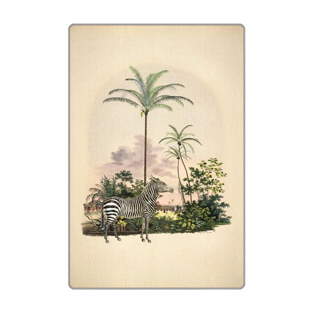 Tappeti effetto naturale Illustrazione di zebra davanti a palme