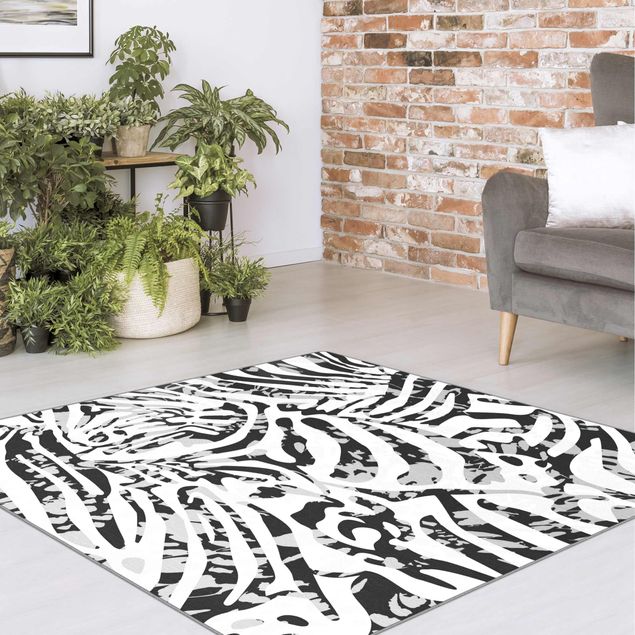 Tappeti bagno grandi Motivo zebrato in tonalità di grigio