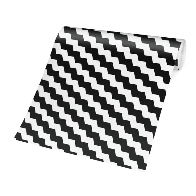 Carta da parati - Zigzag geometrico in bianco e nero