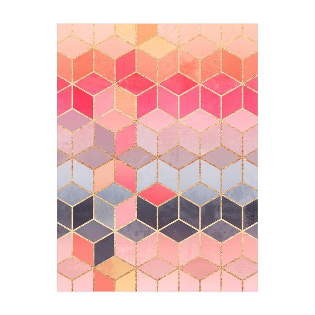 Tappeto moderno astratto Geometria dorata pastello colorata