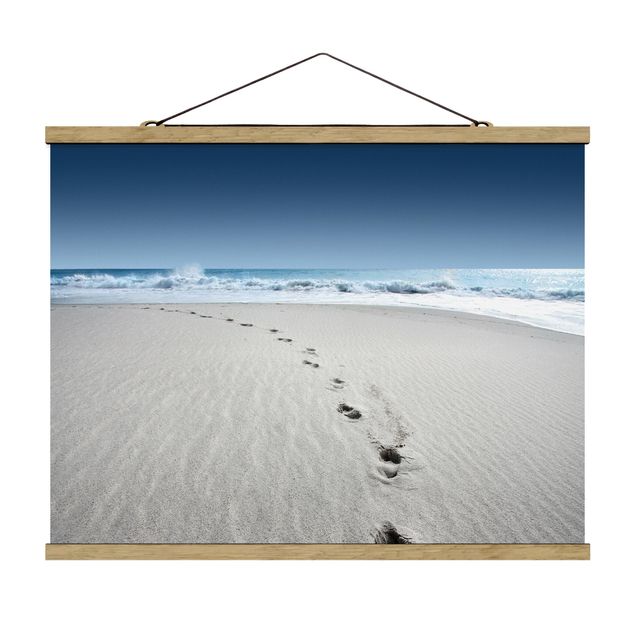 Foto su tessuto da parete con bastone - Tracce nella sabbia - Orizzontale 3:4