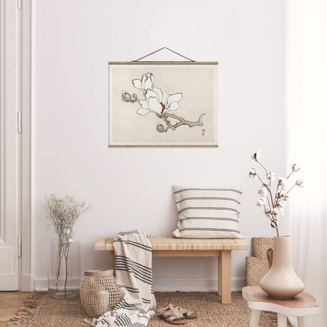 Foto su tessuto da parete con bastone - Asian Vintage Disegno White Magnolia - Orizzontale 3:4