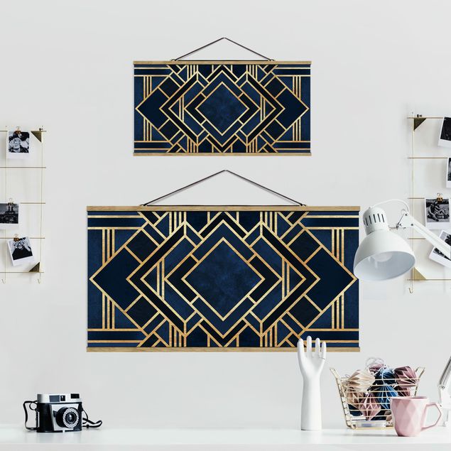 Foto su tessuto da parete con bastone - Elisabeth Fredriksson - Art Deco oro - Orizzontale 1:2