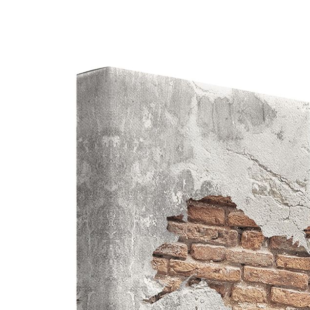 Stampa su tela 3 parti - Shabby Concrete Brick world map - Trittico