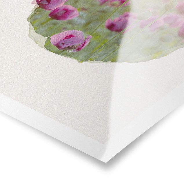 Poster - Acquarelli - Viola di papavero fiori di prato in primavera - Verticale 4:3