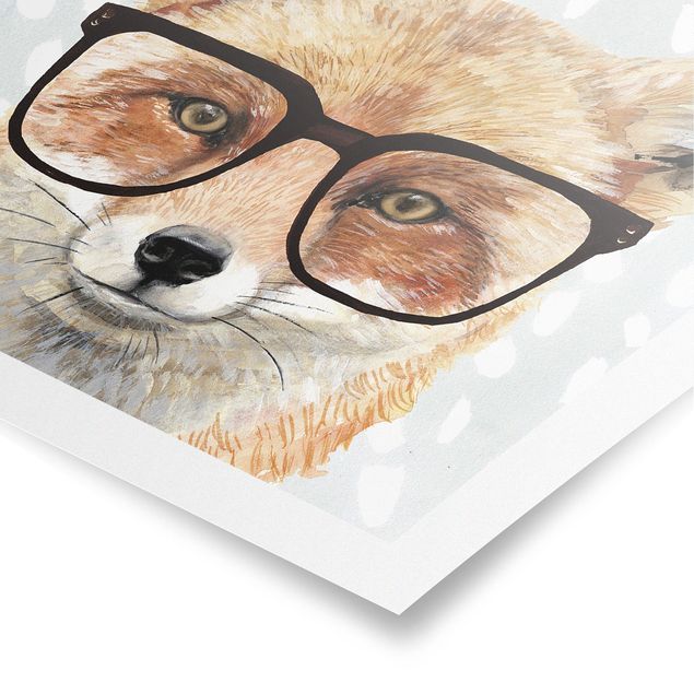 Poster - Animali Occhialuto - Fox - Quadrato 1:1
