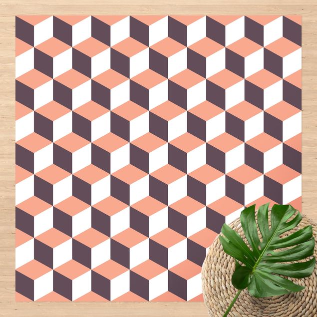 Tappeto per balcone Mix di piastrelle geometriche Cubi Arancione
