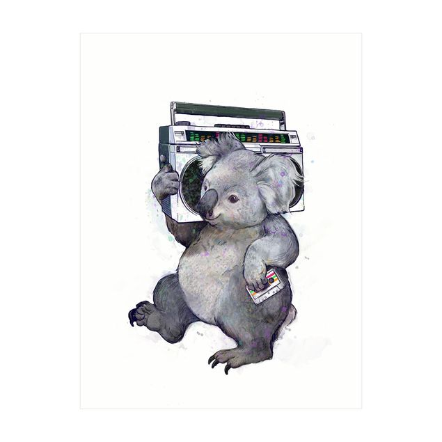 Tappeti bagno grandi Illustrazione - Koala con radio pittura