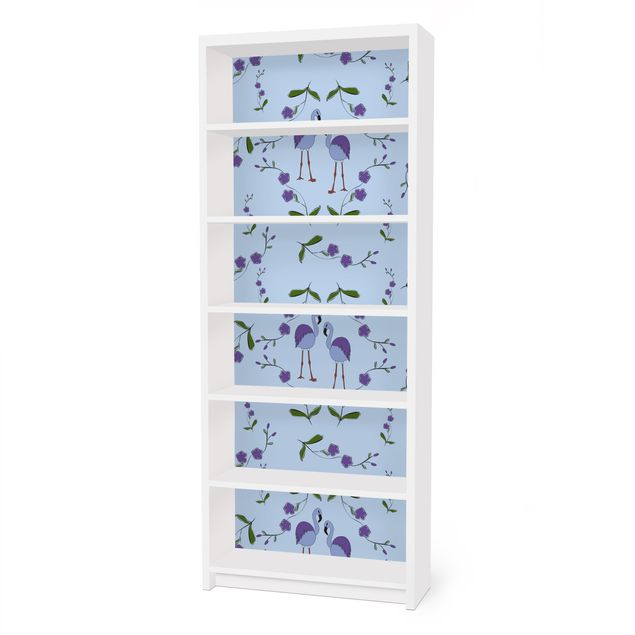 Carta adesiva per mobili IKEA - Billy Libreria - Millefleurs pattern design blue