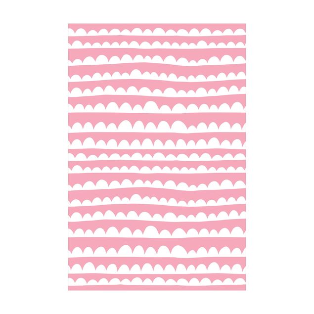Tappeti in vinile grandi dimensioni Disegno di bande bianche di nuvole su cieli rosa chiaro
