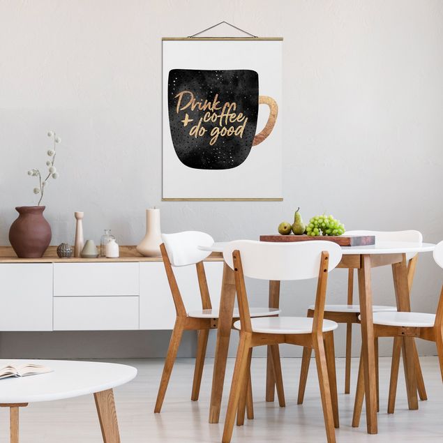 Foto su tessuto da parete con bastone - Elisabeth Fredriksson - Bere caffè, fare del bene - Nero - Verticale 4:3