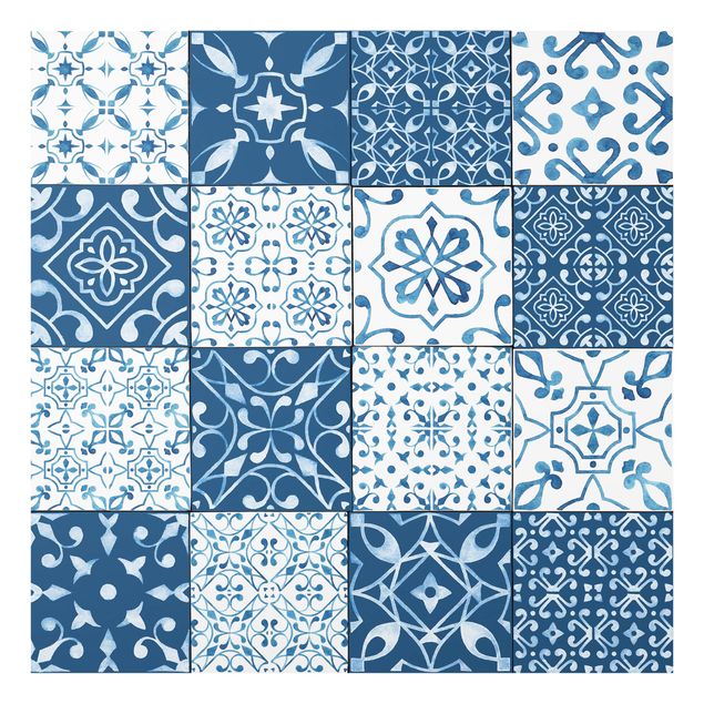 Paraschizzi in vetro - Tile Pattern Mix Blue White