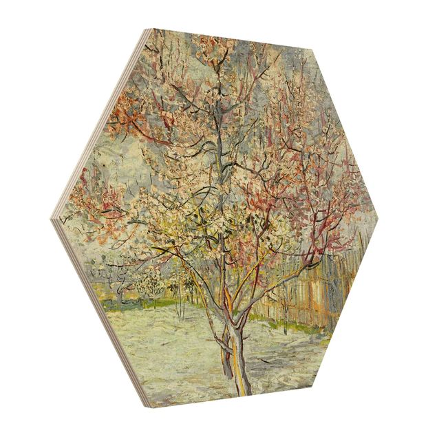 Esagono in legno - Vincent Van Gogh - Peach Blossom