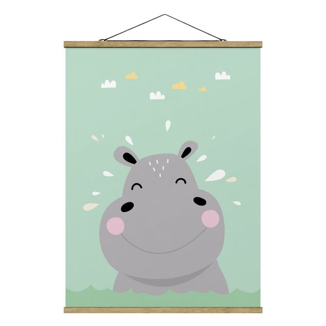 Foto su tessuto da parete con bastone - The Happy Hippo - Verticale 4:3