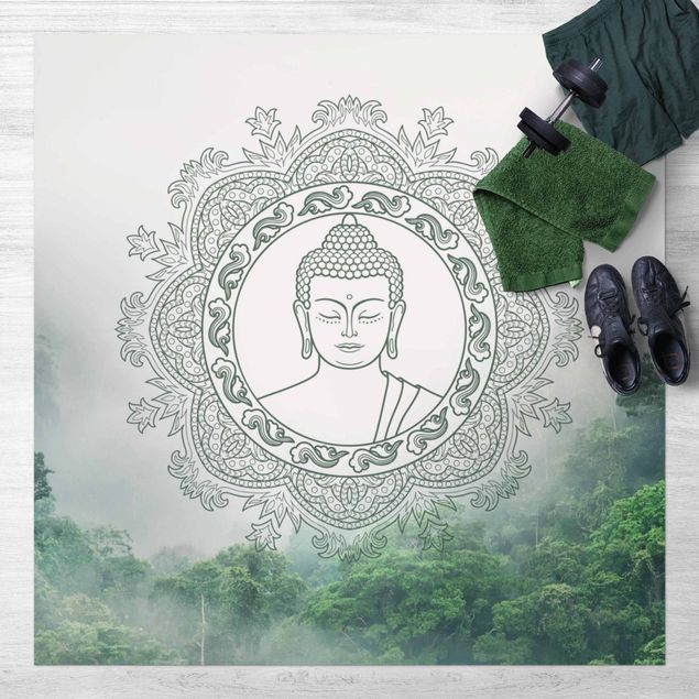 Tappeto per balcone Mandala di Buddha nella nebbia