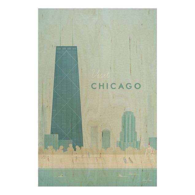 Stampa su legno - Poster viaggio - Chicago - Verticale 3:2