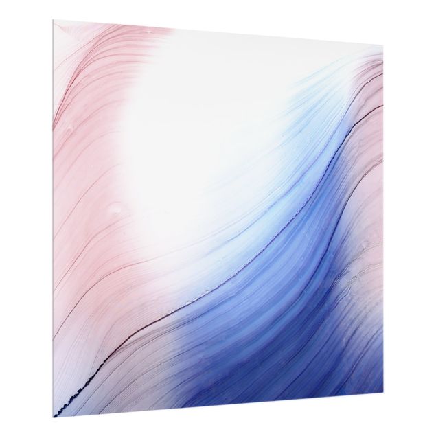 Paraschizzi in vetro - Danza di colori mélange blu con rosa - Quadrato 1:1
