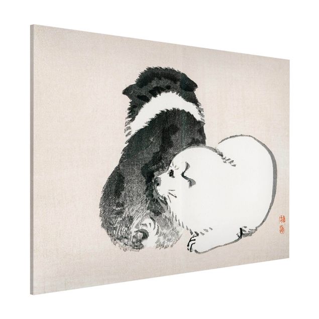 quadri con animali Disegno vintage asiatico cagnolino bianco e nero