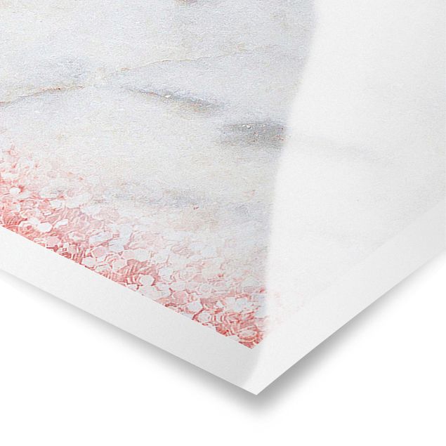 Poster - Ottica marmo con Rosa Confetti - Panorama formato orizzontale