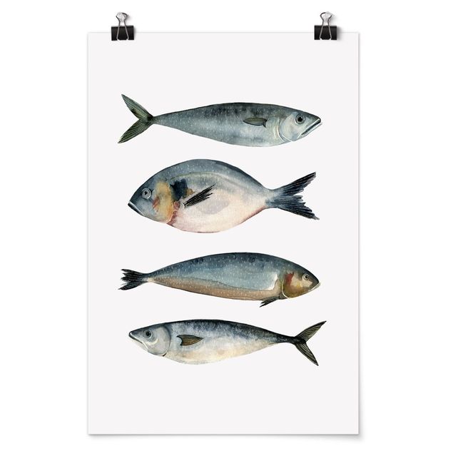 Poster - Quattro pesci in acqua di colore II - Verticale 3:2
