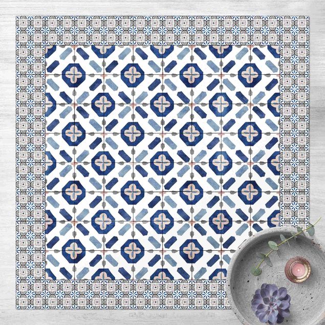 Tappeto per terrazzo esterno Piastrelle marocchine Finestra di fiori con cornice di piastrelle