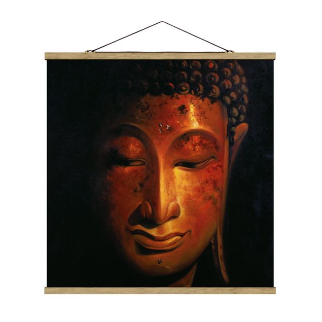 Quadro su tessuto con stecche per poster - Madras Buddha - Quadrato 1:1
