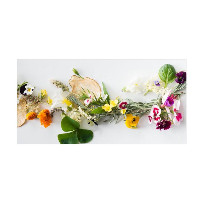 Tappeti moderni colorati Erbe fresche con fiori commestibili
