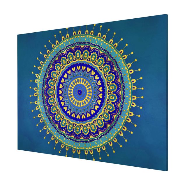 Lavagna magnetica - Mandala Blue Gold - Formato orizzontale 3:4