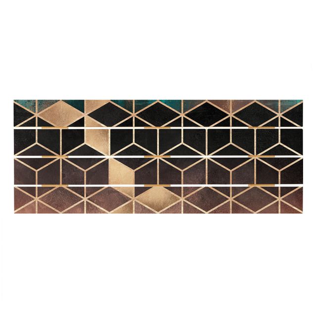 Stampa su legno - Elisabeth Fredriksson - Turchese Rosa d'Oro Geometria - Orizzontale 2:5