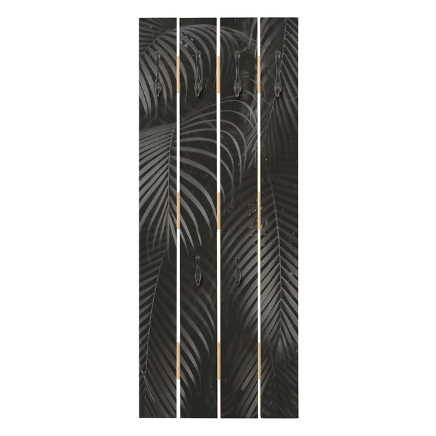 Appendiabiti in legno - Nero Palm Fronde - Ganci cromati - Verticale