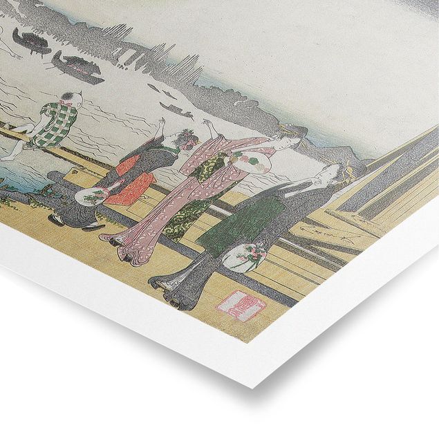 Poster - Katsushika Hokusai - Una serata fresca In Ryogoku - Orizzontale 2:3