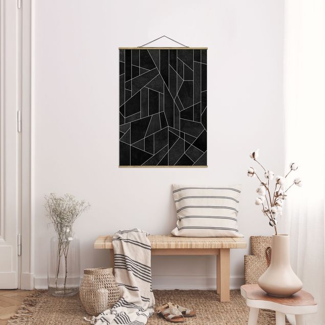 Foto su tessuto da parete con bastone - Elisabeth Fredriksson - Bianco e nero geometrico Acquarello - Verticale 4:3
