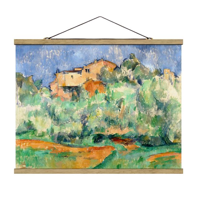 Foto su tessuto da parete con bastone - Paul Cézanne - casa sulla collina - Orizzontale 3:4