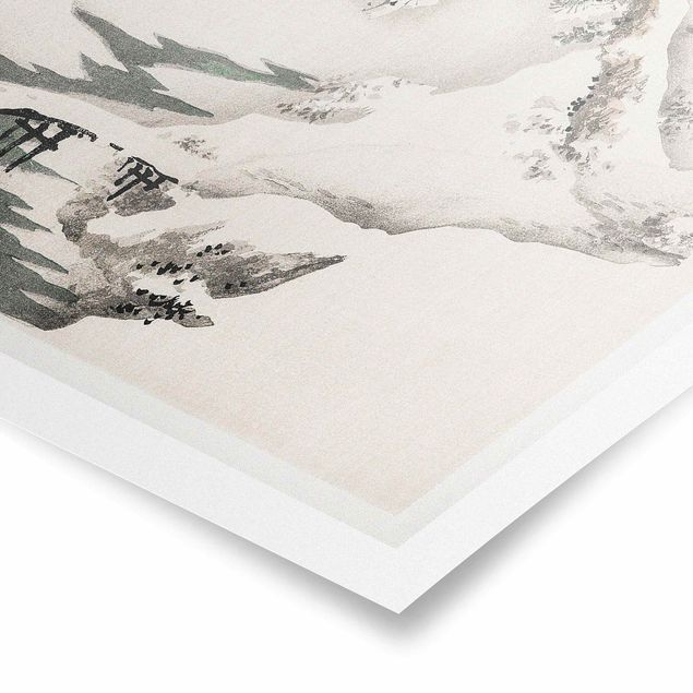 Poster - Asian Vintage Paesaggio invernale Disegno - Orizzontale 3:4