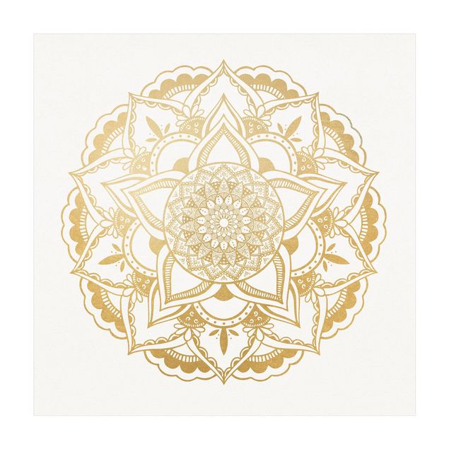 Tappeti color oro Mandala Fiore Oro Bianco