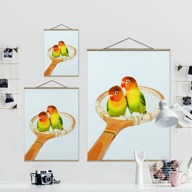Foto su tessuto da parete con bastone - Tennis Con Uccelli - Verticale 4:3