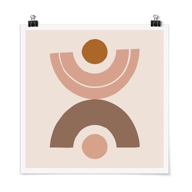 Poster - Line Art astratta pastello Forme - Quadrato 1:1