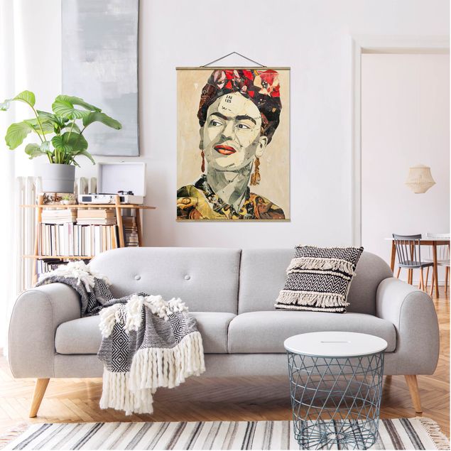 Foto su tessuto da parete con bastone - Frida Kahlo - Collage No.2 - Verticale 4:3