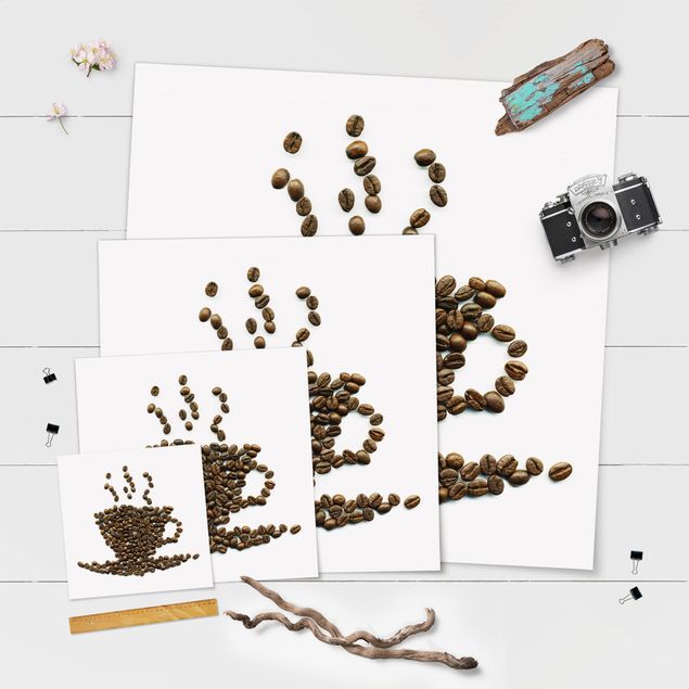 Poster - Chicchi di caffè Tazza - Quadrato 1:1