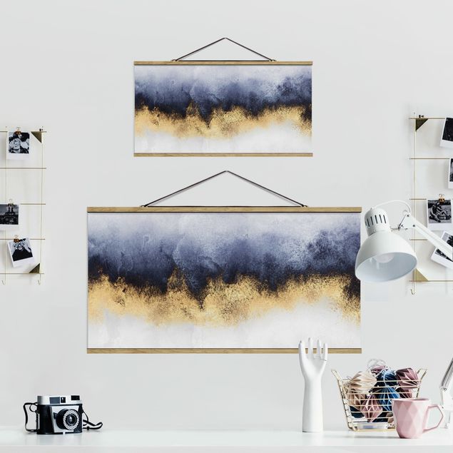 Foto su tessuto da parete con bastone - Elisabeth Fredriksson - Cielo nuvoloso con oro - Orizzontale 1:2