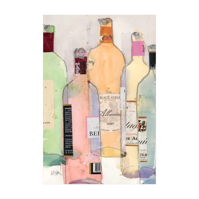 Tappeti crema Bottiglie di vino in acquerello II