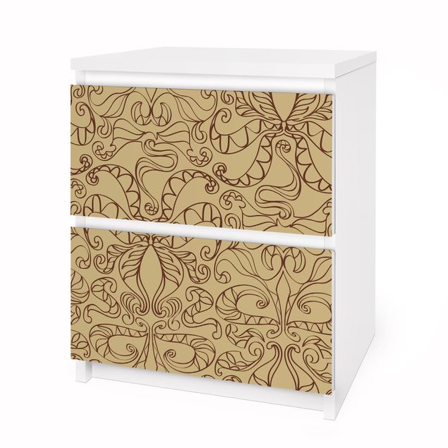 Carta adesiva per mobili IKEA - Malm Cassettiera 2xCassetti Spiritual  pattern beige su