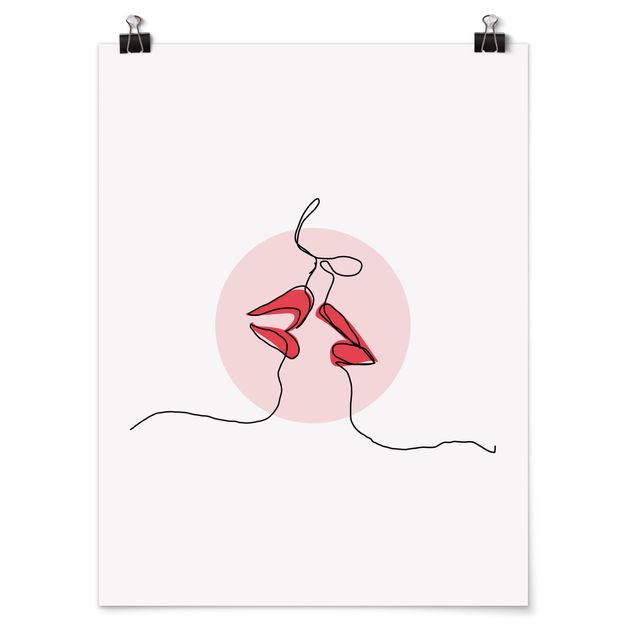 Poster - Lips kiss Line Art - Verticale 4:3