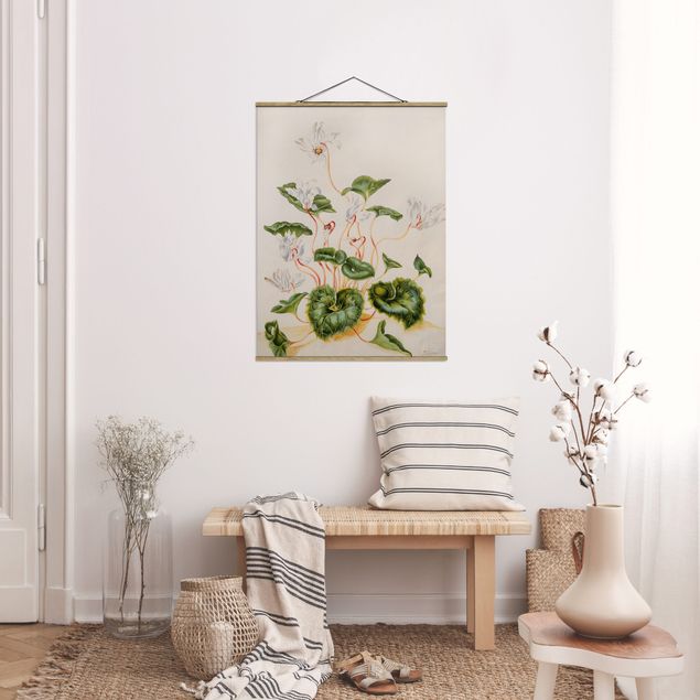 Foto su tessuto da parete con bastone - Anna Maria Sibylla Merian - Bianco Violets - Verticale 4:3