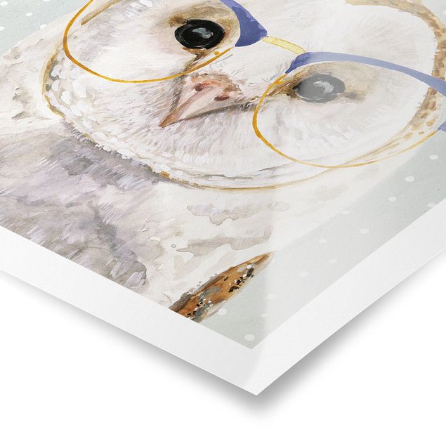 Poster - Animali Occhialuto - Owl - Quadrato 1:1