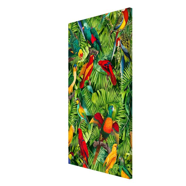 Lavagna magnetica - Colorato collage - Parrot In The Jungle - Formato verticale 4:3