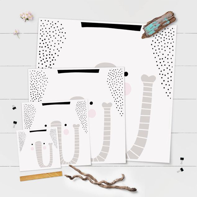 Poster - Zoo con Patterns - Elephant - Quadrato 1:1