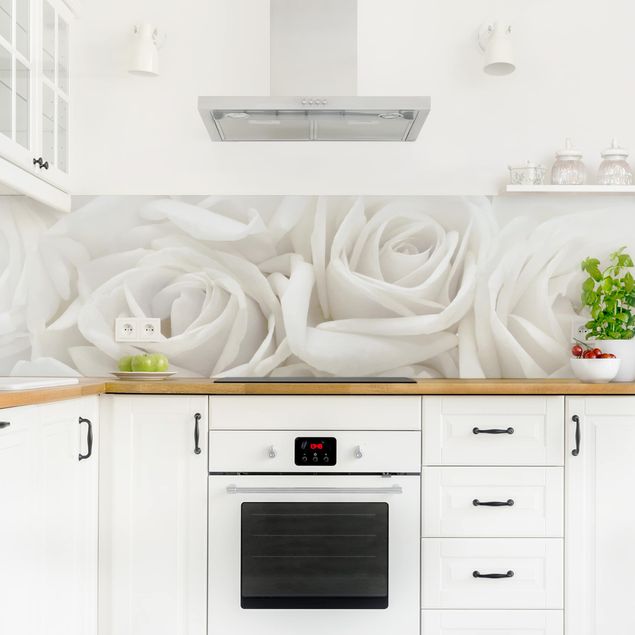 Rivestimenti cucina di plastica Rose bianche