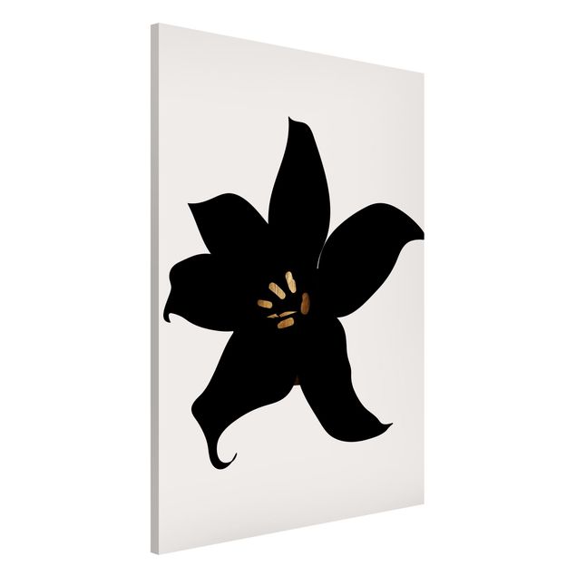 Lavagna magnetica per ufficio Mondo vegetale grafico - Orchidea nera e oro